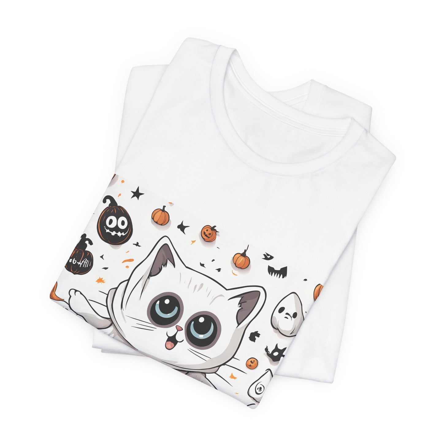 Cute Ghost Cat "Booo!" Graphic Shirt – Funny Halloween Cat Long Sleeve