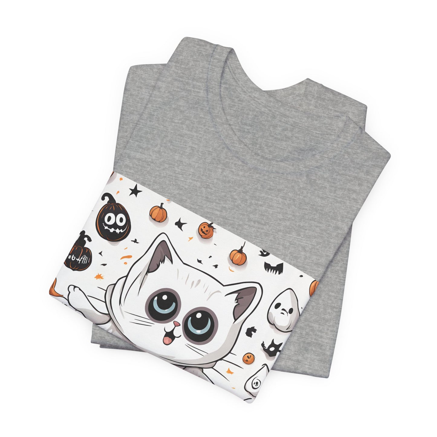 Cute Ghost Cat "Booo!" Graphic Shirt – Funny Halloween Cat Long Sleeve