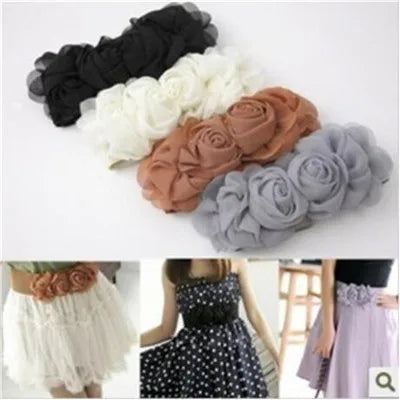Belt For Women Lady 2023 Fashion Flower Elastic Stretch Waist Belt Wide Elasticated Waistbands Girls Dress Accessories