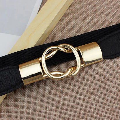 Elastic Belts Women Dress Belt Fashion Thin Female Waist Belt With Metal Buckle