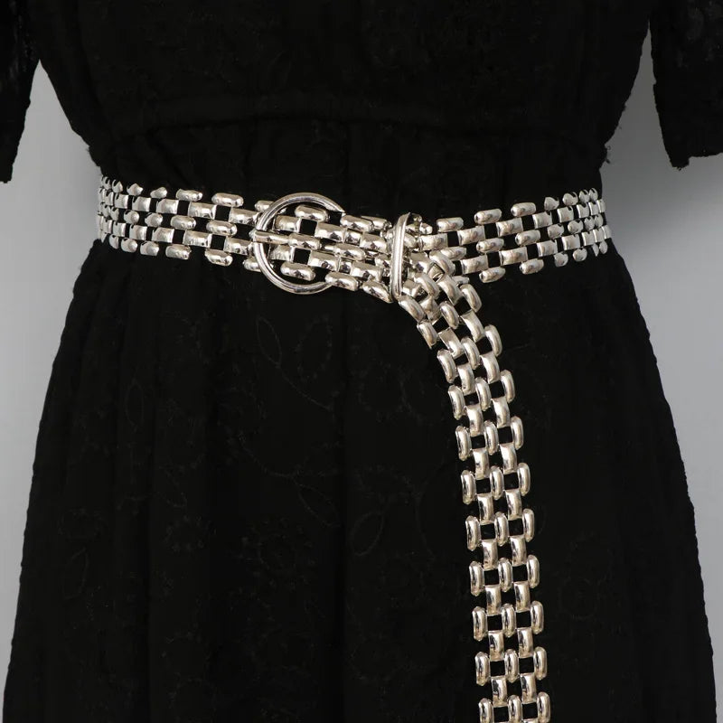 Belts for Women Luxury Fashion Cool Gold Silver Waist Chain New Trend Belt Decoration Suit Jeans Skirt Girdle Banquet Punk