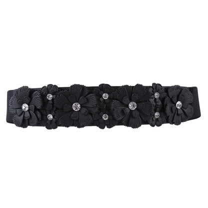 Belt For Women Lady 2023 Fashion Flower Elastic Stretch Waist Belt Wide Elasticated Waistbands Girls Dress Accessories