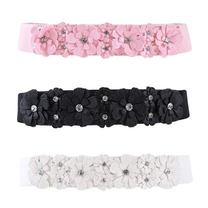 Belt For Women Lady 2023 Fashion Flower Elastic Stretch Waist Belt Wide Elasticated Waistbands Girls Dress Accessories