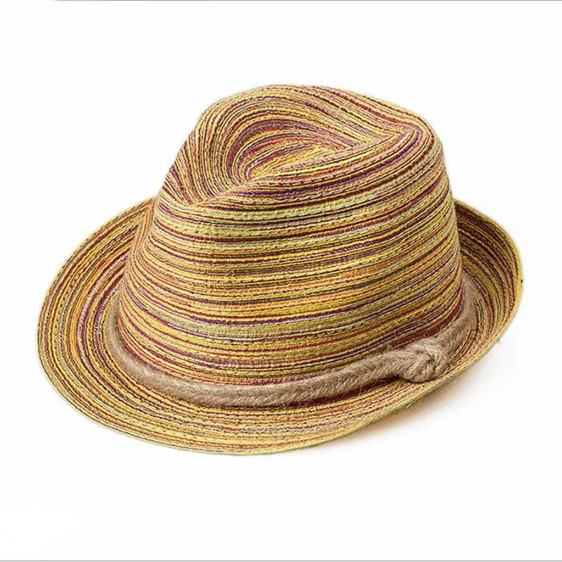 Summer Hats for Women Men Bow Straw Hats Beach Jazz Panama Cape Boat Hat Women Bohemia Travel bone