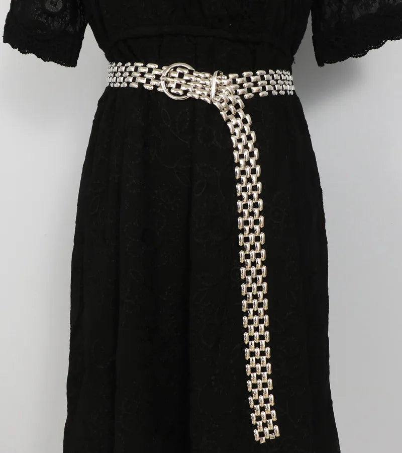 Belts for Women Luxury Fashion Cool Gold Silver Waist Chain New Trend Belt Decoration Suit Jeans Skirt Girdle Banquet Punk