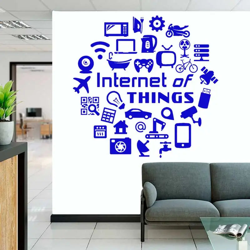 Tech vinyl wall decals Internet of things high tech IT geek computer computer home company office decoration decals B5