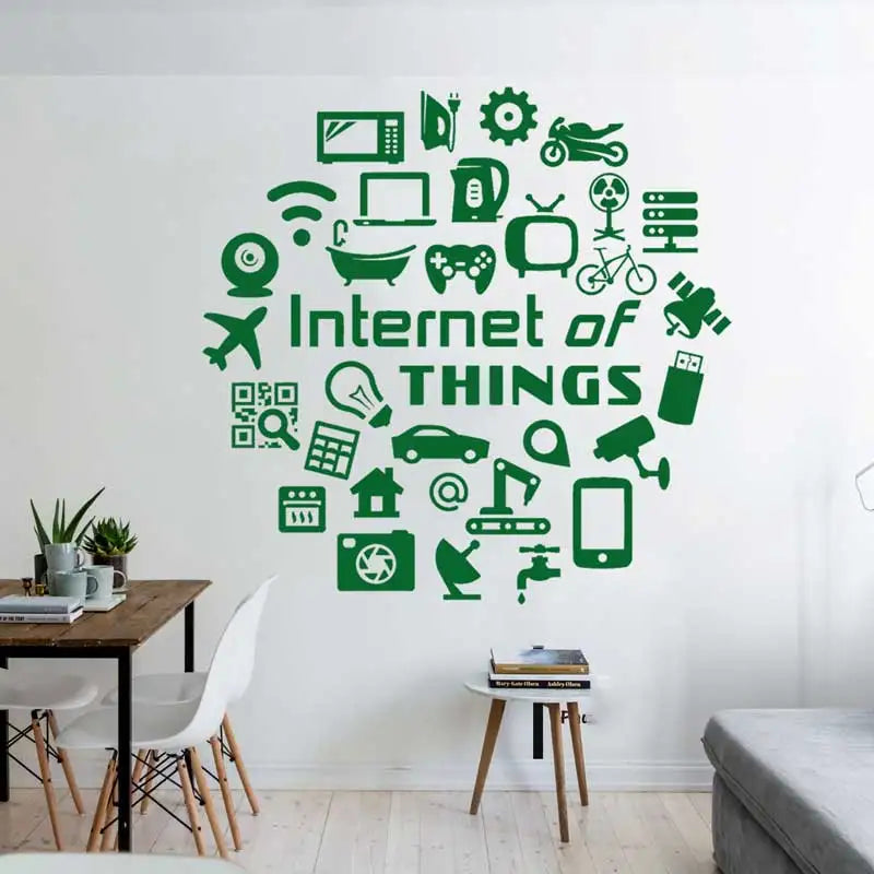 Tech vinyl wall decals Internet of things high tech IT geek computer computer home company office decoration decals B5
