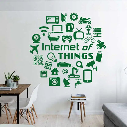 Tech vinyl wall decals Internet of things high tech IT geek computer computer home company office decoration decals B5