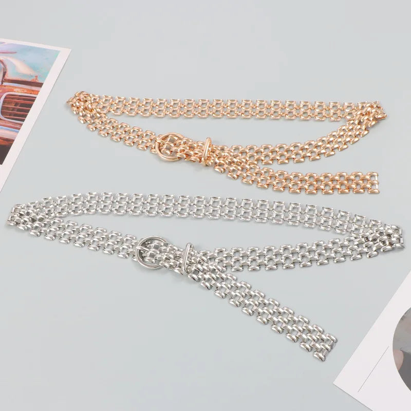 Belts for Women Luxury Fashion Cool Gold Silver Waist Chain New Trend Belt Decoration Suit Jeans Skirt Girdle Banquet Punk