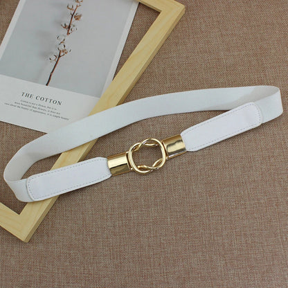 Elastic Belts Women Dress Belt Fashion Thin Female Waist Belt With Metal Buckle