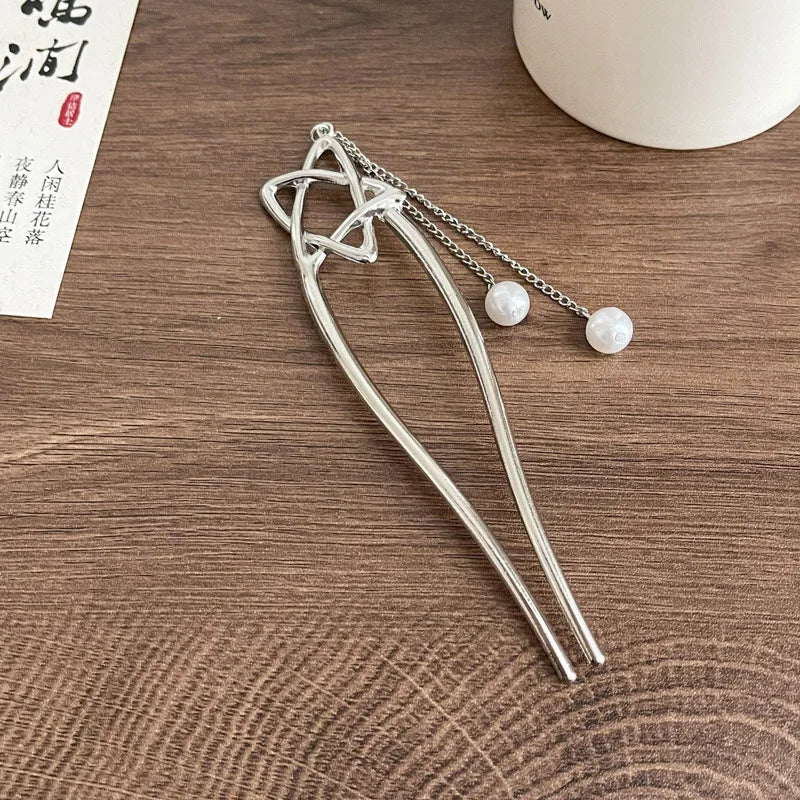 Fashion Hair Accessories Metal U Shape Hair Clip For Women Elegant Simulated Pearl Tassels Hairpin Female Headwear Gifts