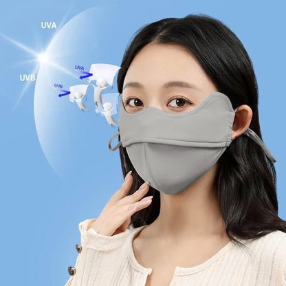 Sunscreen Face Scarf Thin Ice Silk Mask Summer Cover Veil Eye Protection Gini Golf Pattern Randomly On The Left Or Right Faces