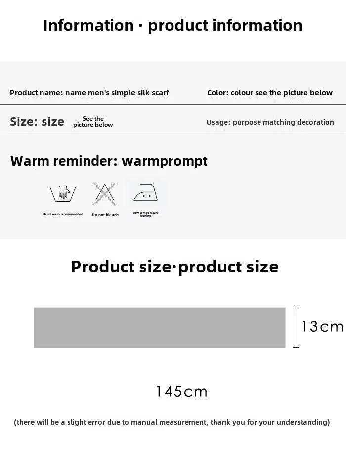 Men's Long Small Silk Scarves with Suits Spring Autumn New Fashionable Versatile Decorative Korean Version Thin  Narrow Scarves