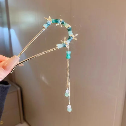 Fashion Hair Accessories Metal U Shape Hair Clip For Women Elegant Simulated Pearl Tassels Hairpin Female Headwear Gifts