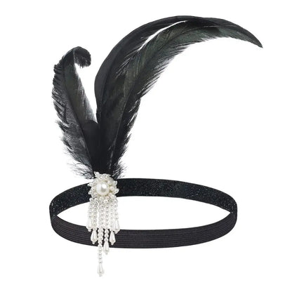Hair Accessories Feather Headwear Tassel Makeup Party Cosplay Dress Headwear Diamond Black Masquerade Hair Band