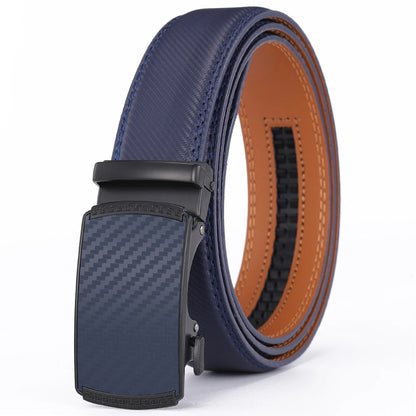 Men Leather Belt Alloy Automatic Buckle Male Belt Man Fashion Belts Genuine Leather Luxury Belts for Men Business Designer Blue