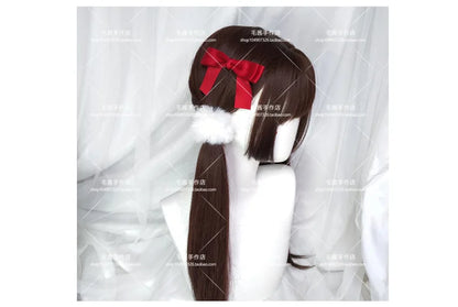 Anime accessories White Fur Hair Ring Japanese Girl Lolita Double Horsetail Hair Ornament Hair Rope kawaii accessories