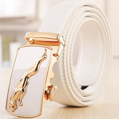 Men's Genuine Leather Belt Automatic Buckle Women Strap Fashion Versatile Younth Female Male White Black Red Pants Belts
