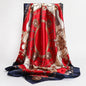 90*90cm Square Silk Scarves Women Hijab Shawls Fashion Print Kerchief Femme Head Scarf Foulard Bandana Beach Pareo