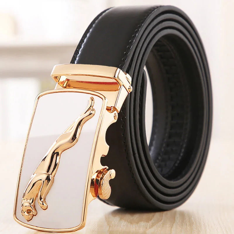 Men's Genuine Leather Belt Automatic Buckle Women Strap Fashion Versatile Younth Female Male White Black Red Pants Belts