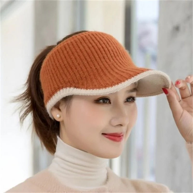 2023 Hats For Women Autumn Winter Sports Empty Top Golf Caps Female Knitted Warm Baseball Cap Fashion Running Golf Sun Hat