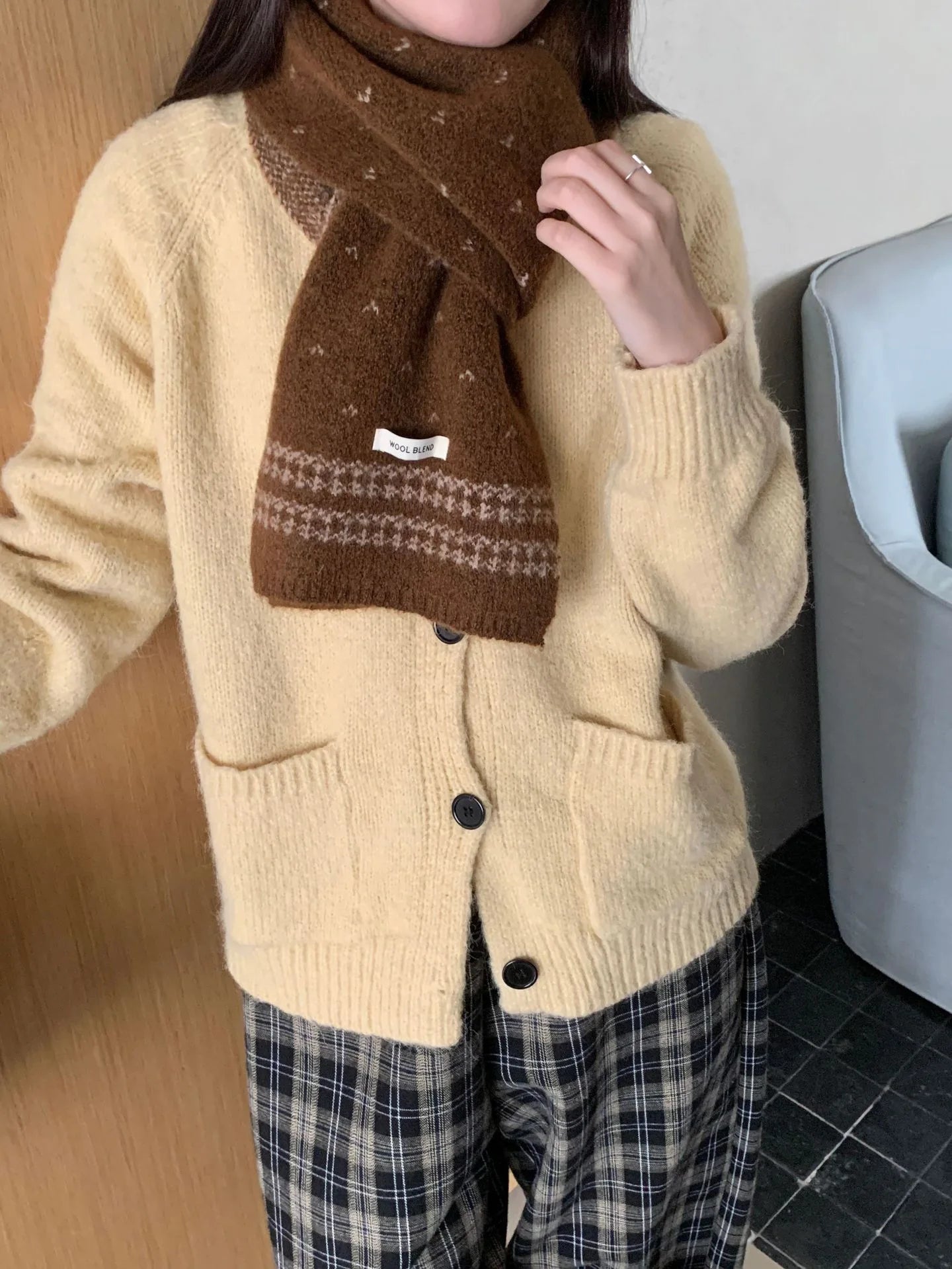 Women's Scarves Korean Retro Fair Island Simple Sweet Versatile Kawaii Wool Winter Thicked Warmth Comfortable High Quality Scarf