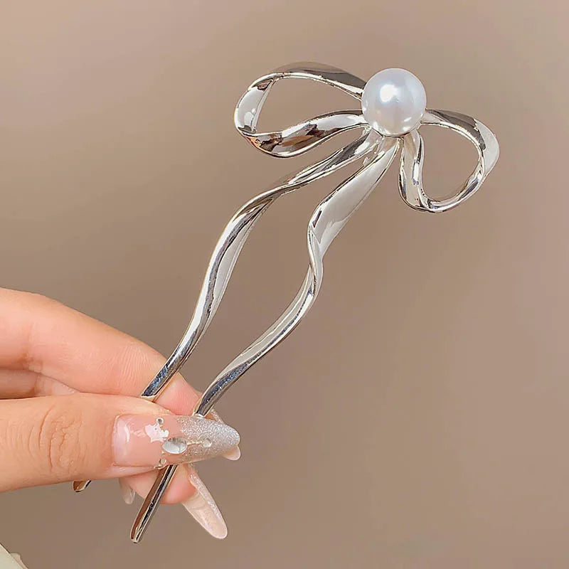 Fashion Hair Accessories Metal U Shape Hair Clip For Women Elegant Simulated Pearl Tassels Hairpin Female Headwear Gifts