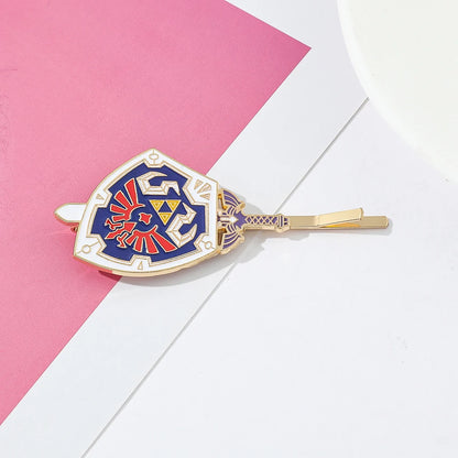 The Legend of Hair Clips Hylian Shield Sheikah Master Sword Barrettes Cartoon Headwear Hair Accessories for fans Gifts