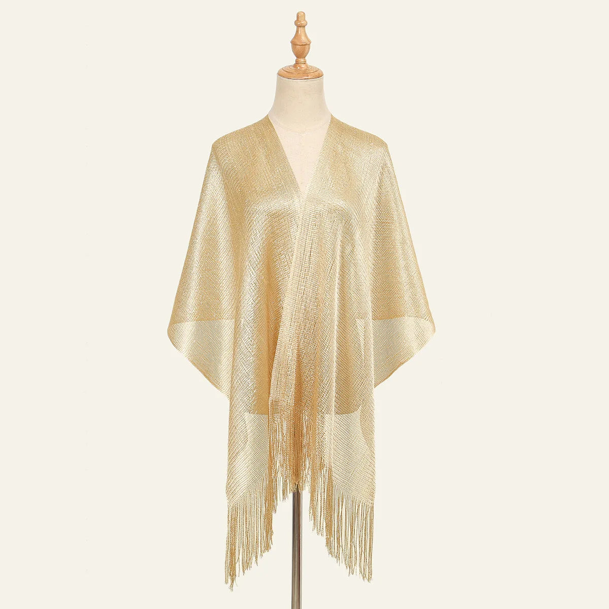 Sexy Fashion Banquet Sunscreen Shawl Gold Silver Shiny Scarves For Women Lace Tassel Party Evening Dress Scarf
