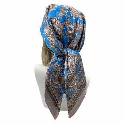 90*90cm Square Silk Scarves Women Hijab Shawls Fashion Print Kerchief Femme Head Scarf Foulard Bandana Beach Pareo
