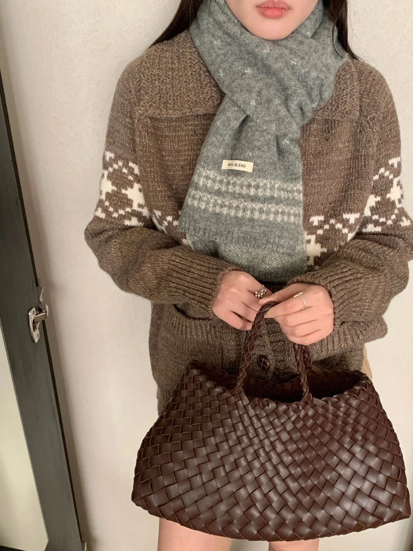 Women's Scarves Korean Retro Fair Island Simple Sweet Versatile Kawaii Wool Winter Thicked Warmth Comfortable High Quality Scarf