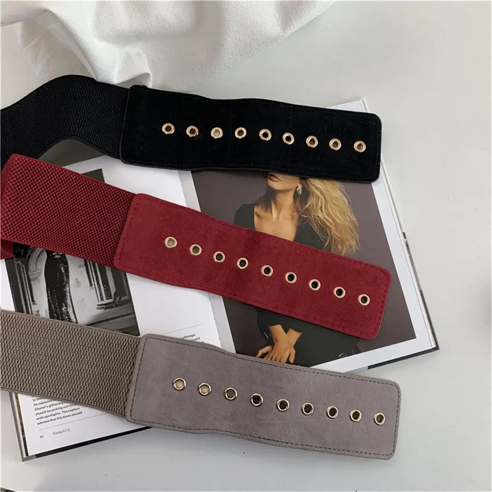 Women Belt Stretch Wide Waist Belts Metal Buckle Leather Strap Female Apparel Accessories Dress Waist Apparel & Accessories