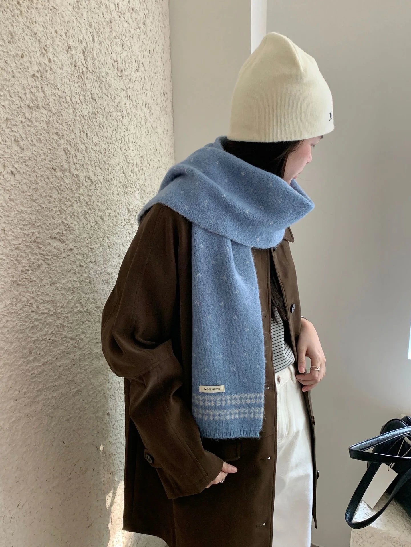 Women's Scarves Korean Retro Fair Island Simple Sweet Versatile Kawaii Wool Winter Thicked Warmth Comfortable High Quality Scarf