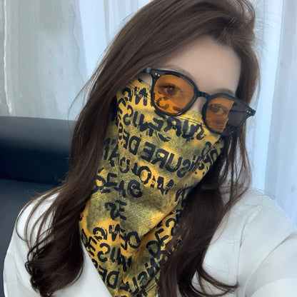 Scarves English Graffiti Sunscreen Face Mask UV Protection Shading Riding Mask Personal Breathable Ice Silk Face Towel Summer