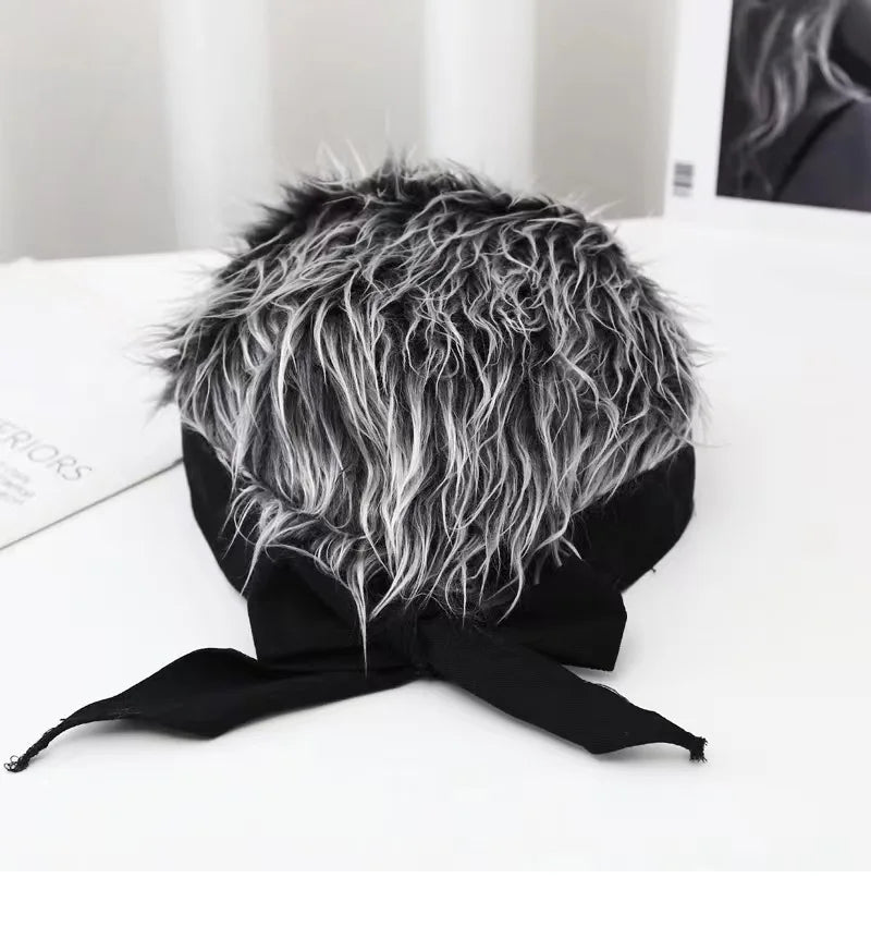 Men's Landlord Cap Handsome Simulation Wig Cap Short Hair Cap Lanyard Bow hip-hop Spoof Brimless Cap Hair Bonnet Hot