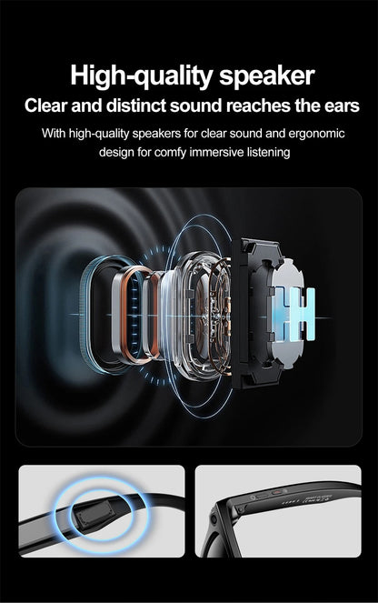 LIGE AI Smart Glasses with Camera Sunglasses 800W Camera Video Recorder Wireless Bluetooth Call Anti-blue Glasses for Man Women