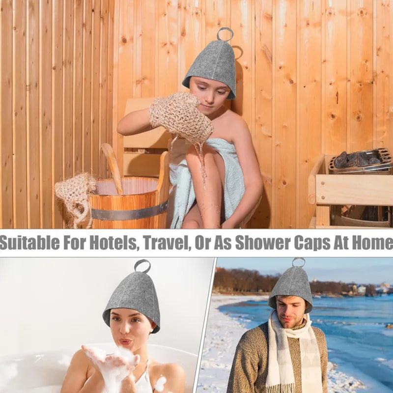 Sauna Hats, Sauna Caps Sauna Hats Sauna Accessories Felt Sauna Cap for Men and Women Home Sauna Steam Cap for Steam Room