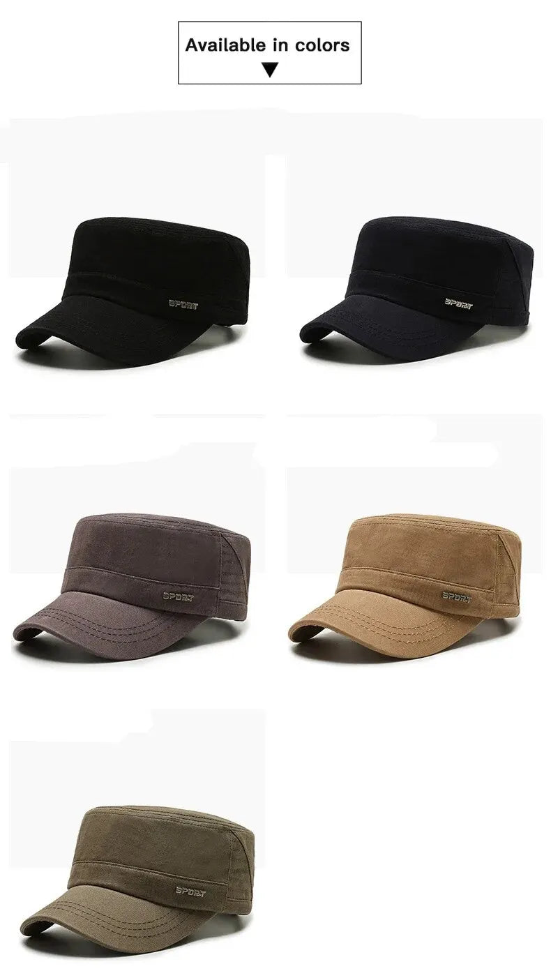 Hat Men's Flat Military Hat Is Simple And Versatile, Middle-Aged Hat Spring And Autumn Duck Tongue Casual Fashion New Style