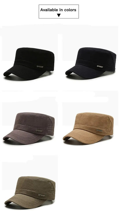 Hat Men's Flat Military Hat Is Simple And Versatile, Middle-Aged Hat Spring And Autumn Duck Tongue Casual Fashion New Style