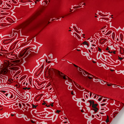 Red Paisley Designer Print Scarf Women Silk Scarves Luxury Bandana Hijab Neckerchief Shawl Kerchief Hair Band Foulard