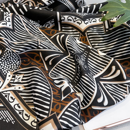 90*90cm Silk Scarves Women Print Twill Square Head Hijab Ladies Luxury Shawl Bandanna Female Muffler Chiffen Wrap Foulard Ribbon