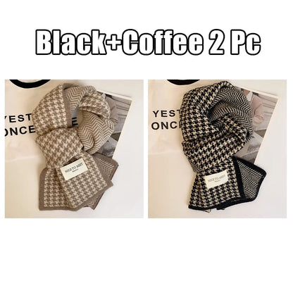 Scarf female winter new atmosphere sense of double-sided students cute warm thickened knitting senior sense of scarf