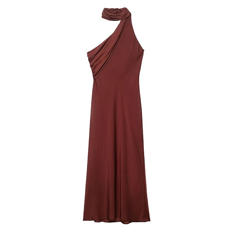 2025 Fashion Scarf Style Long Dresses for Women Summer Asymmetric Off Shoulder Maxi Dress Female Elegant Party Dresses