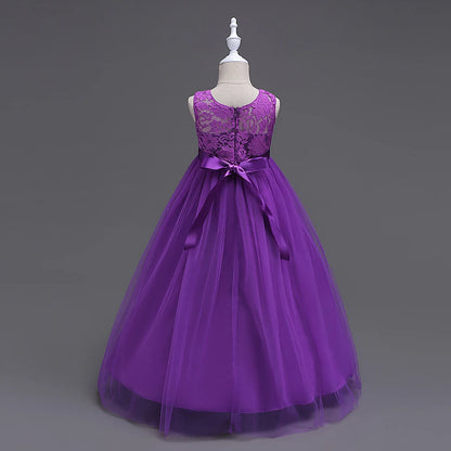 Western girls dress Princess dress Children's dress long lace skirt that draped the floor Evening dress