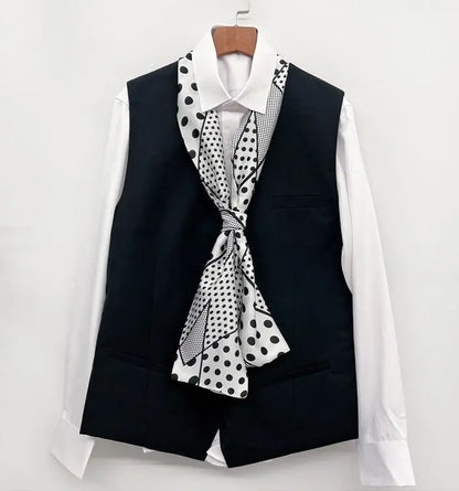 Men's Long Small Silk Scarves with Suits Spring Autumn New Fashionable Versatile Decorative Korean Version Thin  Narrow Scarves