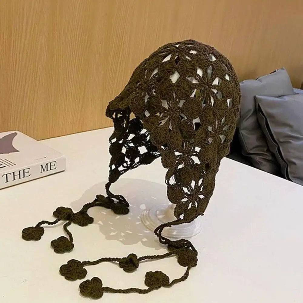 Knitted Hats Handmade Hollowed Knit Cap Literary Fisherman's Hat Crocheted Hat Ethnic Baotou Cap Cotton Pullover Hat Breathable
