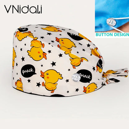Women Beauty Work Hats Pet Grooming Nursing Work Scrub Hats Surgical Hats for doctors nurse hats scrub cap with button