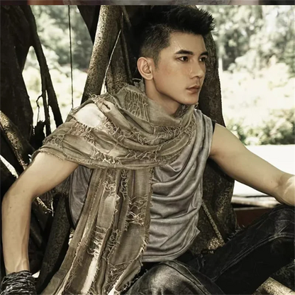 Retro Apocalyptic Scarves Capes Unisex Steampunk Hip Hop Cotton Linen Scarf Ruins Style Tactical Shawl Neck Warmer Outdoor