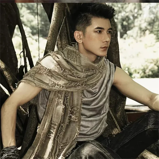 Retro Apocalyptic Scarves Capes Unisex Steampunk Hip Hop Cotton Linen Scarf Ruins Style Tactical Shawl Neck Warmer Outdoor