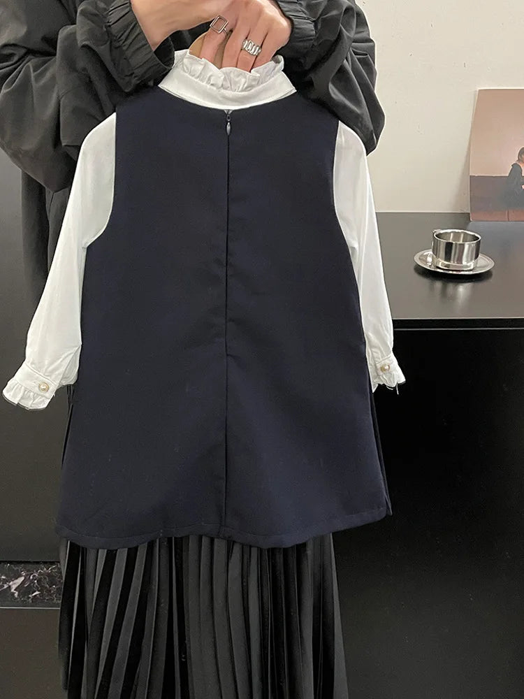 Girls' College Style Dress 2025 Autumn Western Style Double Breasted Girls' Western Style Vest Skirt Baby Princess Skirt